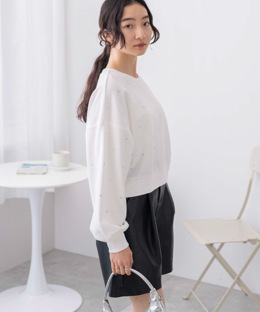 WEGO ラインストーンドットショートスウェット 