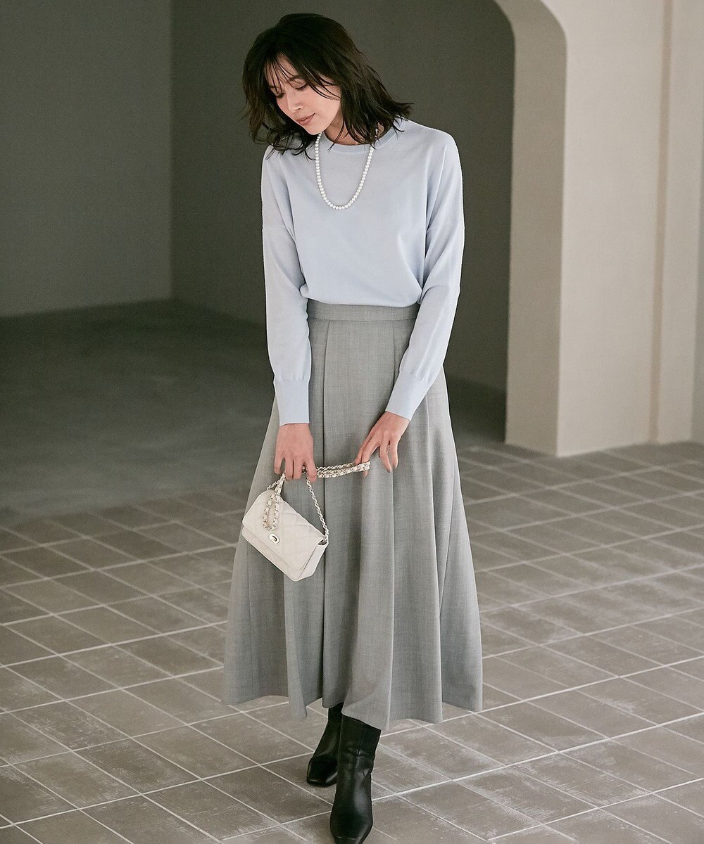 23区 【洗える】ウールブレンドストレッチ フレアスカート 