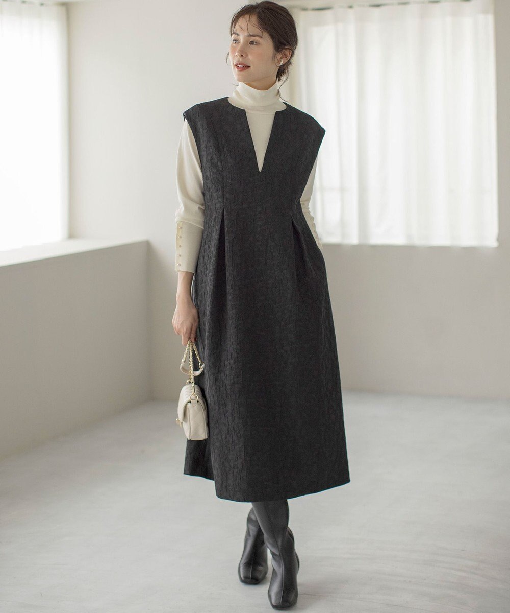 組曲 フラワーラメジャカード ジャンパースカート 