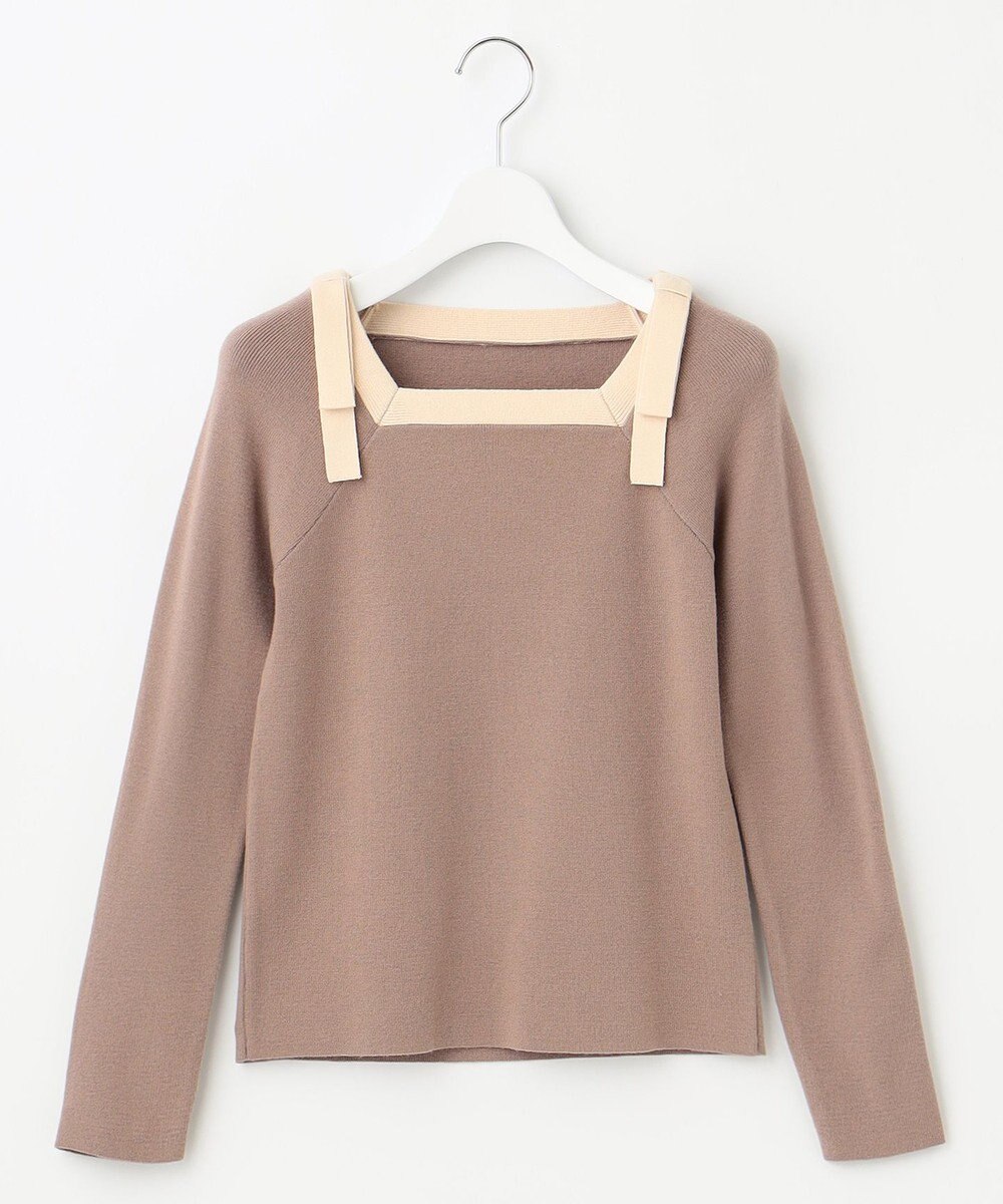 Feroux 【洗える】ショルダーリボン プルオーバーニット 