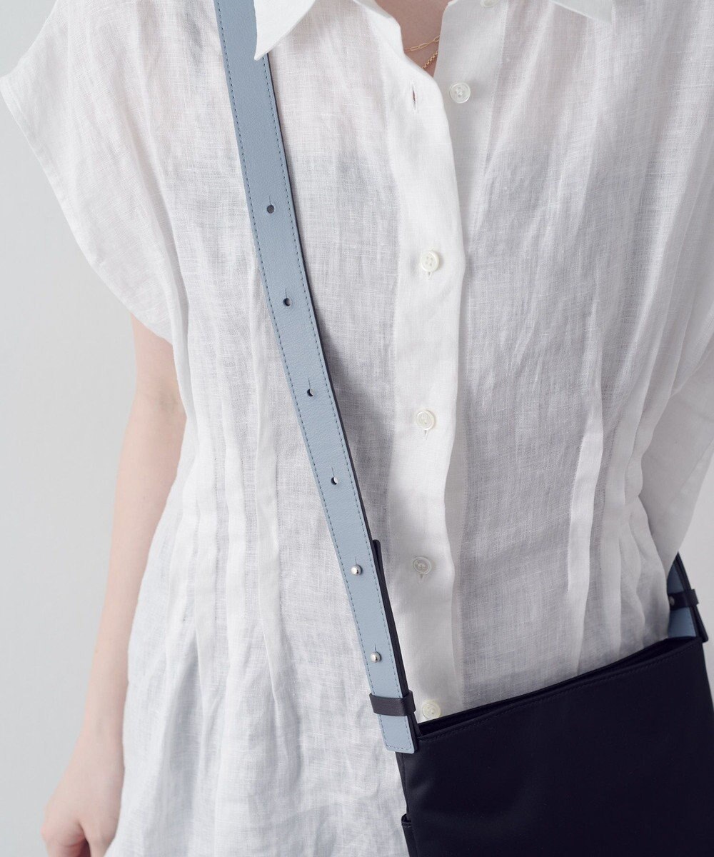 russet バイカラーレザーベルトフラットショルダーバッグ(SF-278) 