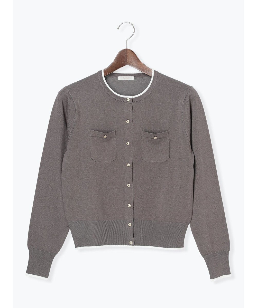 Te chichi 金釦ポケット付きクルーカーディガン 