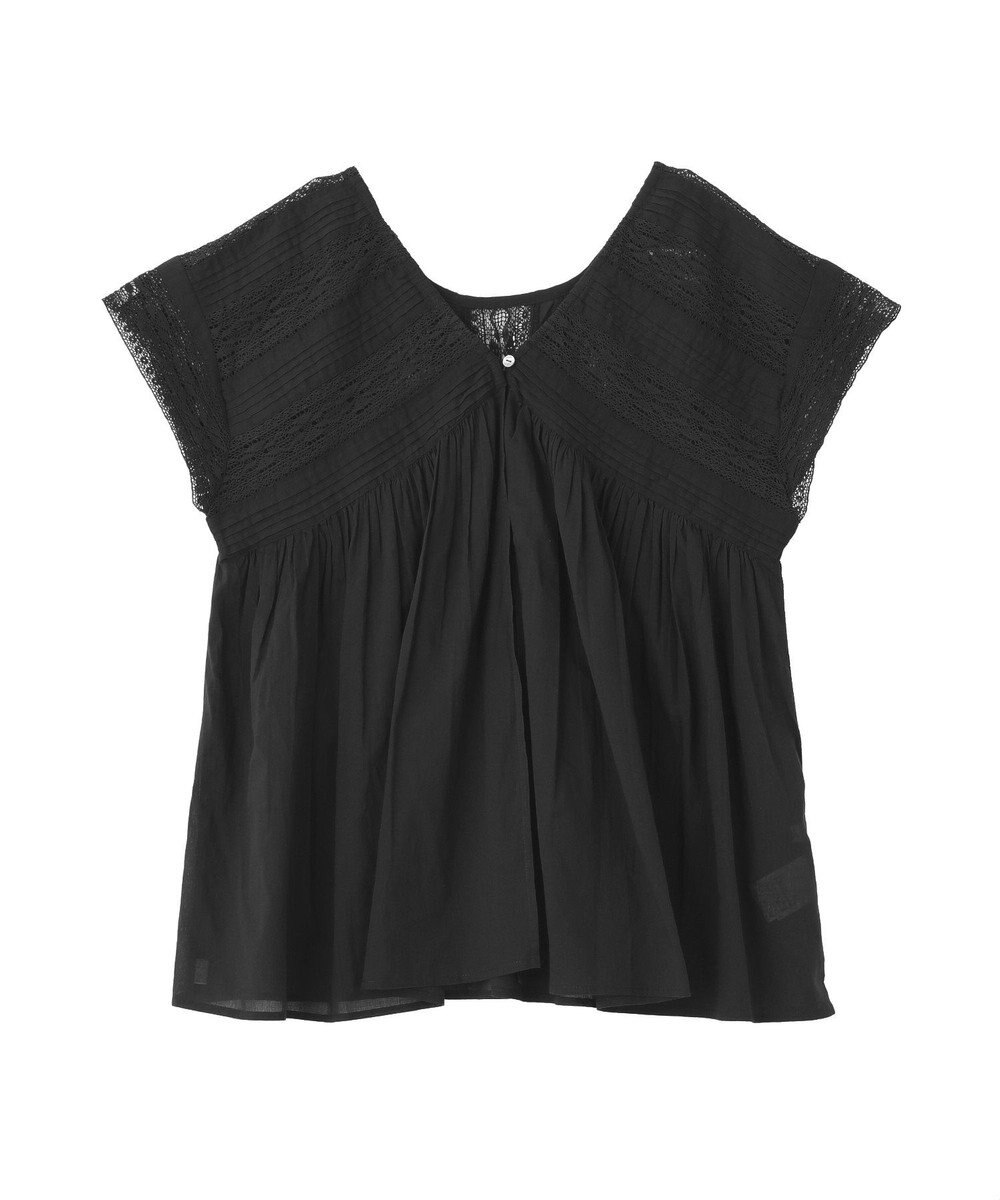 earth music&ecology 【WEB・一部店舗限定】【綿100％】レース＆ピンタックフレンチブラウス 