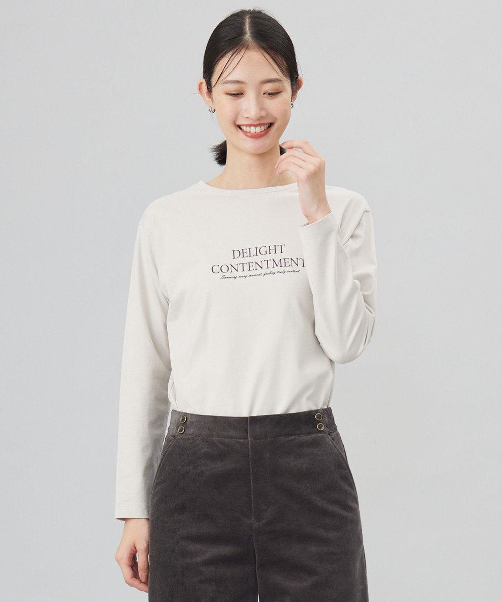 J.PRESS LADIES L ロゴ ロングスリーブ Tシャツ グレージュ系