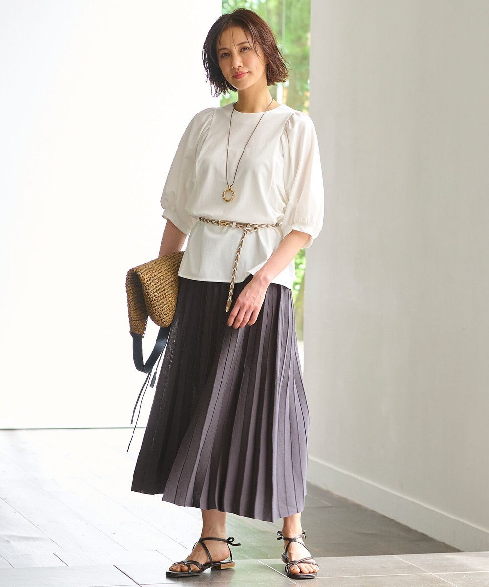 自由区 【洗える・XSサイズあり】ハイツイストポンチボリューム袖 カットソー 