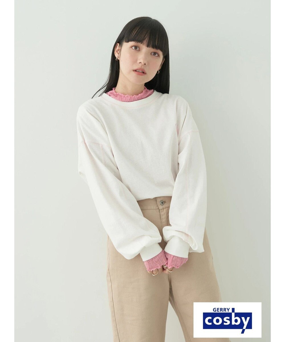 earth music&ecology Ｃｏｓｂｙ×ｅａｒｔｈ　配色ステッチロングＴシャツ 