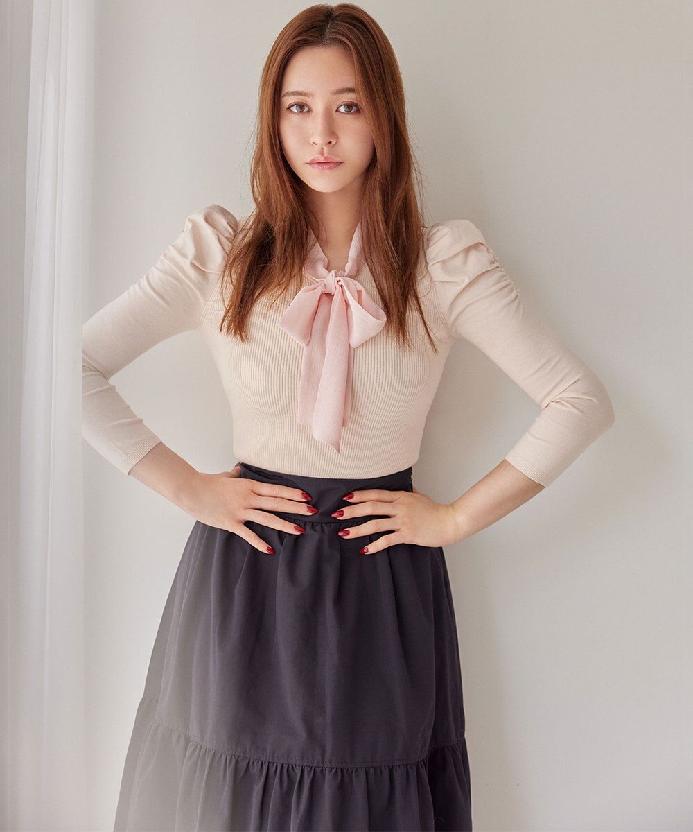 【WEB限定】【TOCCA LAVENDER】TIERED GATHERED SKIRT スカート, ブラック系, 0