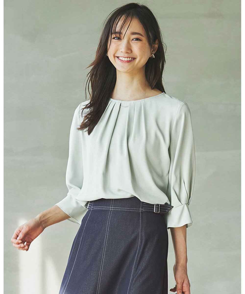 ANY SIS L 【洗える】ラッフルフレアジョーゼット ブラウス 
