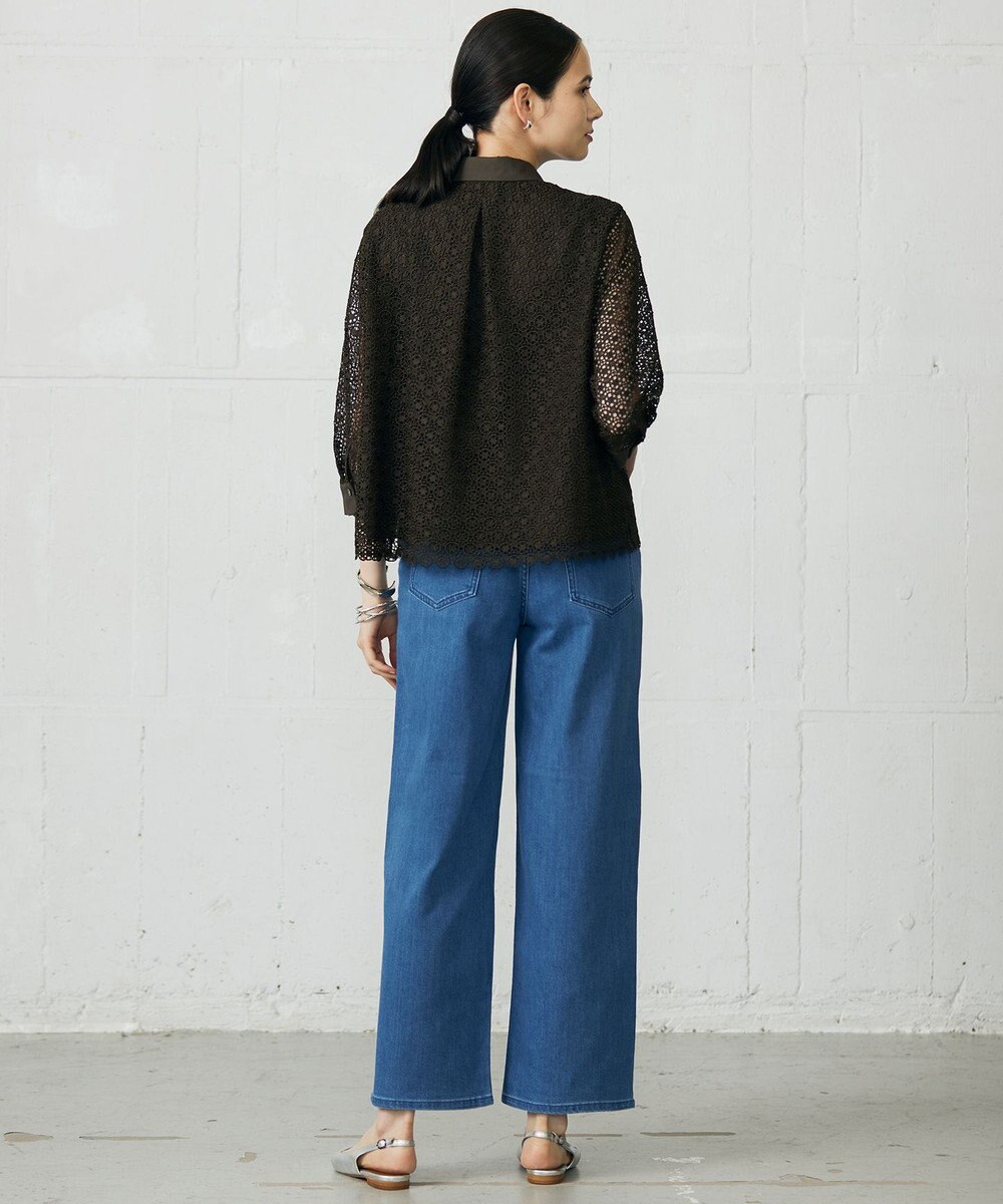 自由区 L 【19号サイズまで展開】ウスカルデニムワイドストレート パンツ 