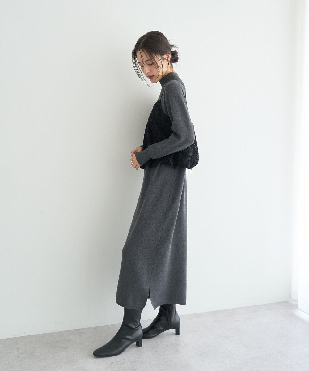 YECCA VECCA 【2点SET】バルーンキャミ付きニットワンピース 