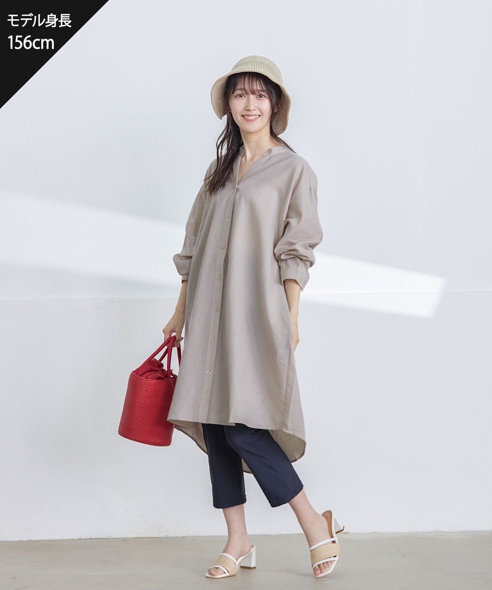 Tiaclasse 【洗える】リネンミックススキッパーシャツワンピース 