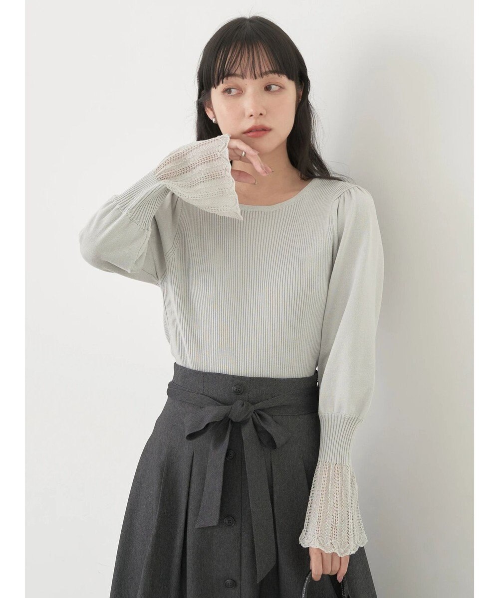 earth music&ecology 袖ポイントニットプルオーバー 