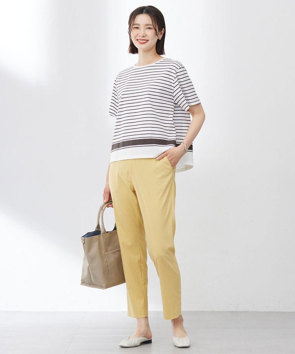 J.PRESS LADIES 【洗える】セルロースリネンストレッチ テーパード パンツ 