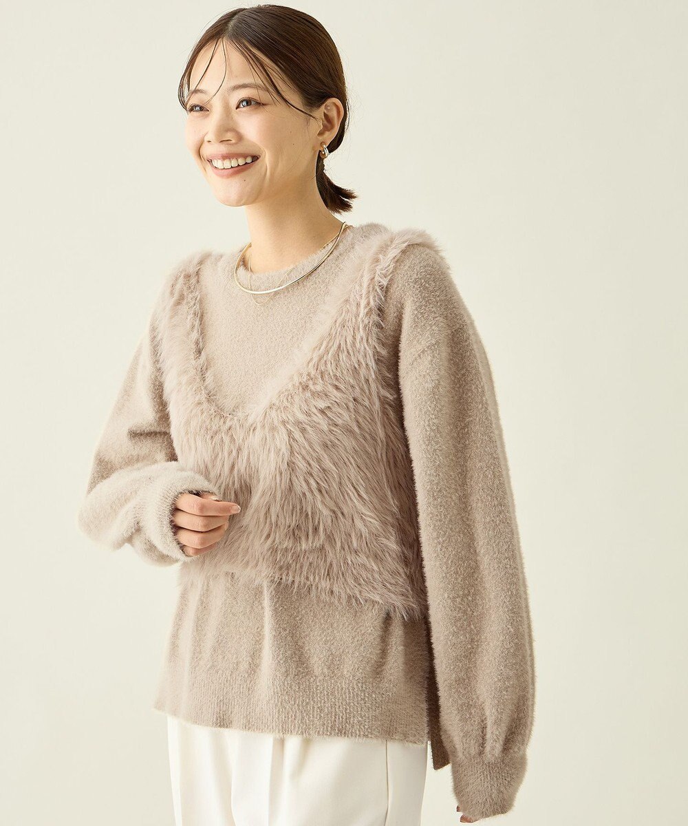 ANY ロングシャギーニットベスト 