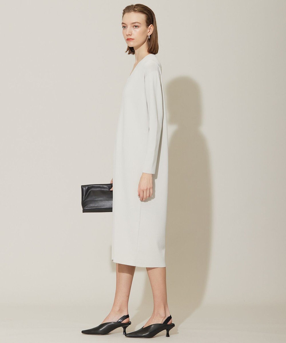 ICB L 【洗える】 シンセティックフルニードル Vネックワンピース 