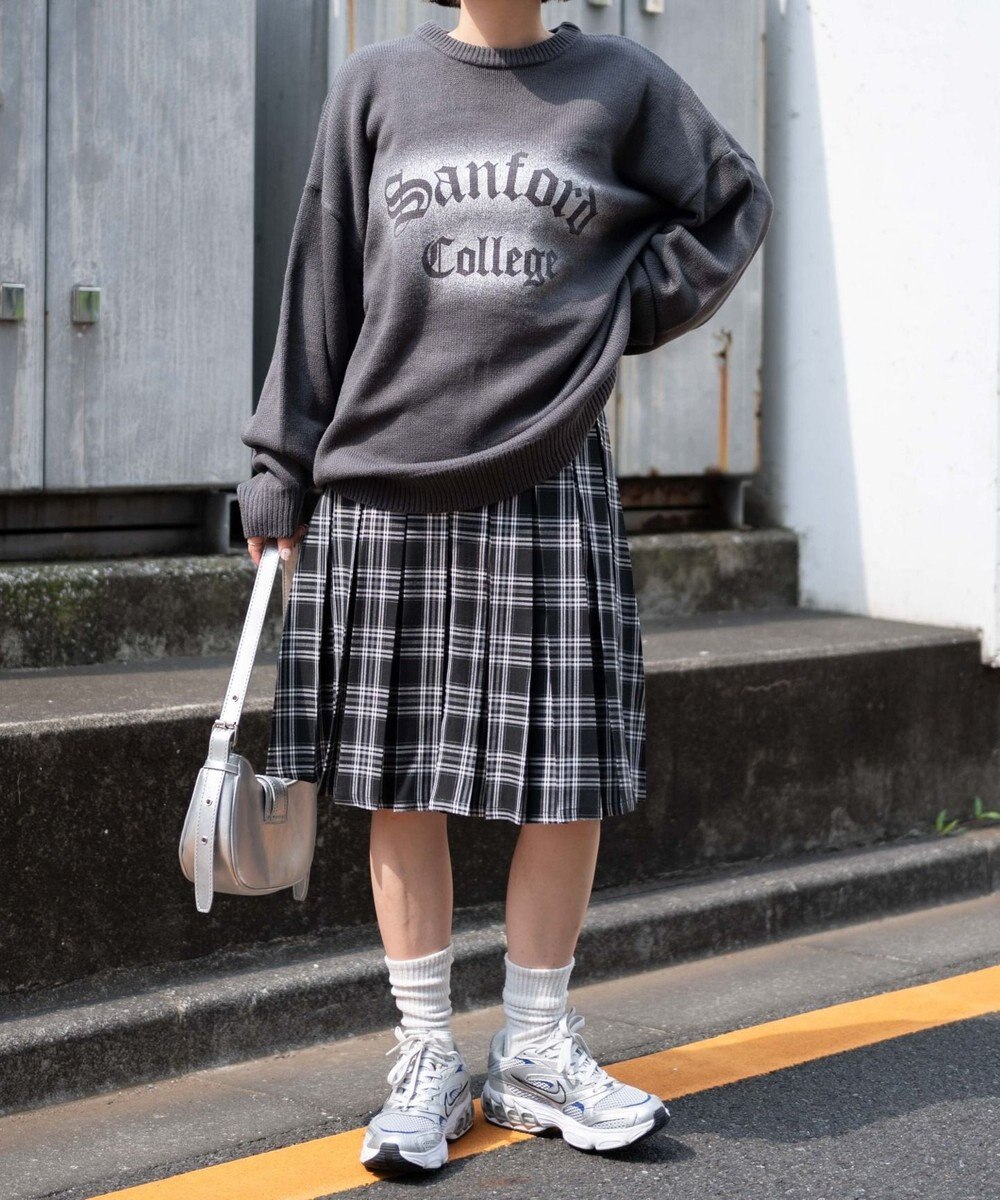 WEGO ベルト付プリーツミドルスカート 