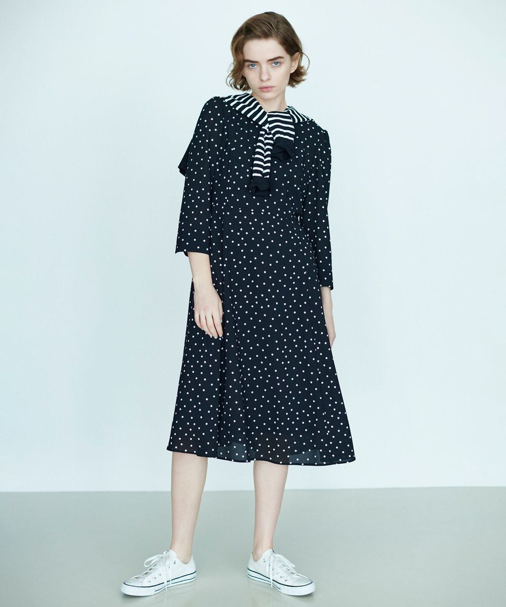 組曲 ドットジョーゼットプリント ワンピース 
