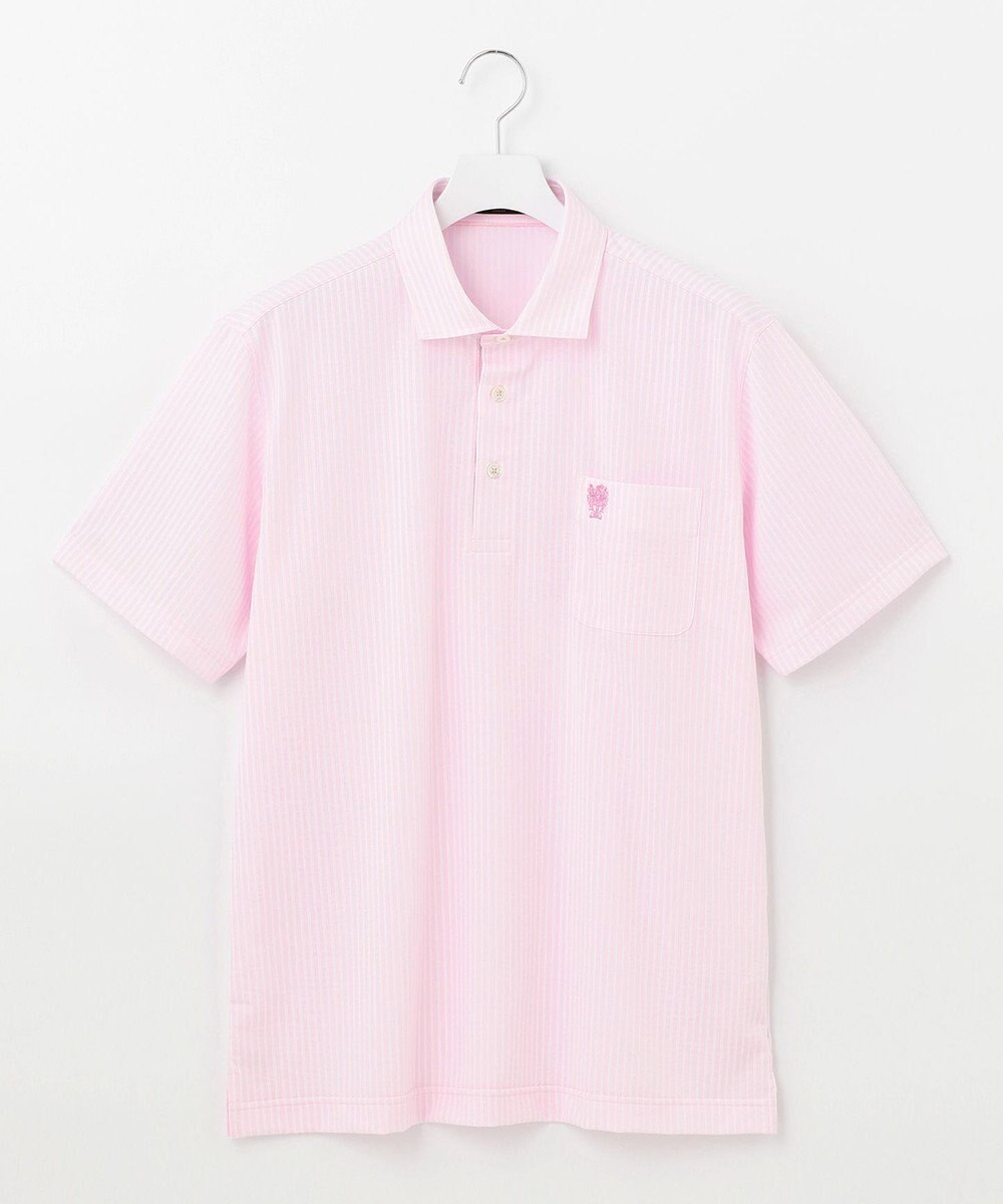 DAKS GOLF 【MEN】クールストライプ ポロシャツ ピンク系1