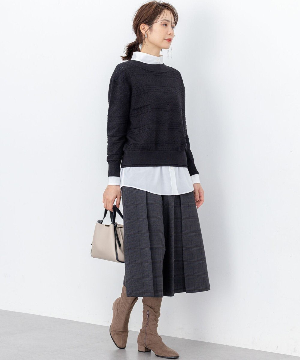 組曲 S 【加藤ローサさん着用 / 前後着用可】コットンタッチシャーティング刺繍入り ブラウス 