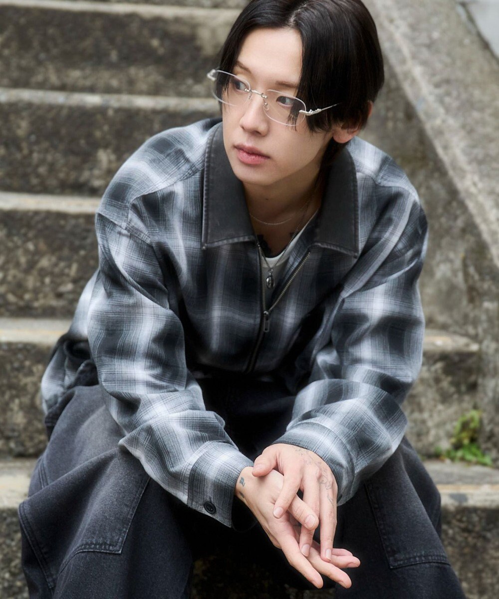 WEGO 【ユニセックス着用ITEM】オンブレチェックシャツジャケット 