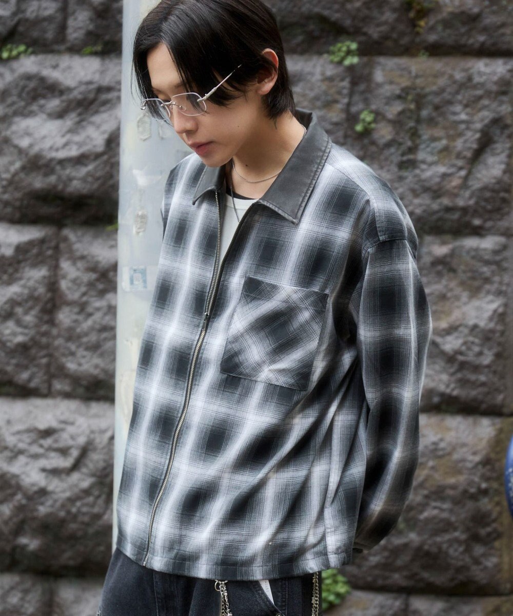 WEGO 【ユニセックス着用ITEM】オンブレチェックシャツジャケット 