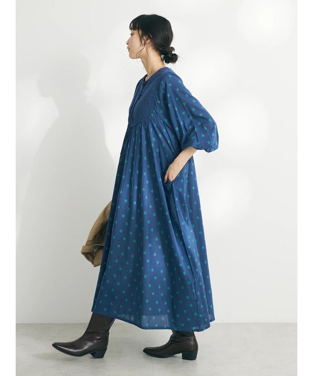 CRAFT STANDARD BOUTIQUE インド綿混キルト切替花柄ワンピース 