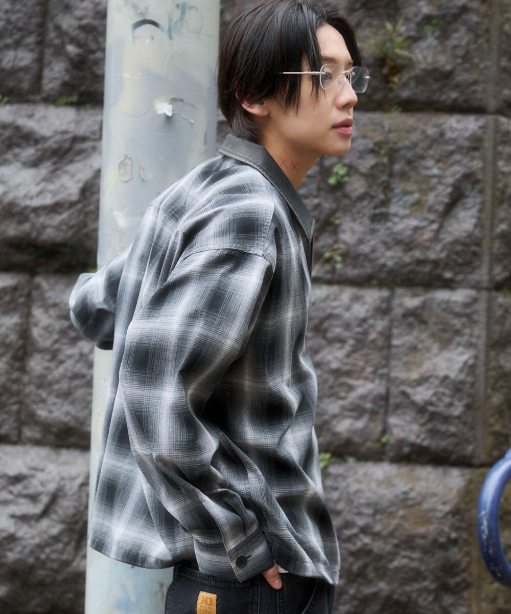 WEGO 【ユニセックス着用ITEM】オンブレチェックシャツジャケット 