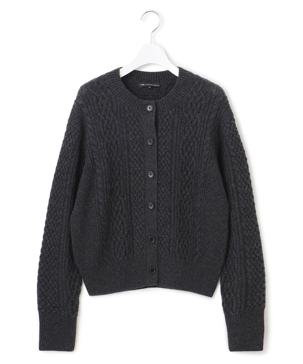 23区 S 【洗える】カシミヤブレンド ケーブルニットカーディガン 