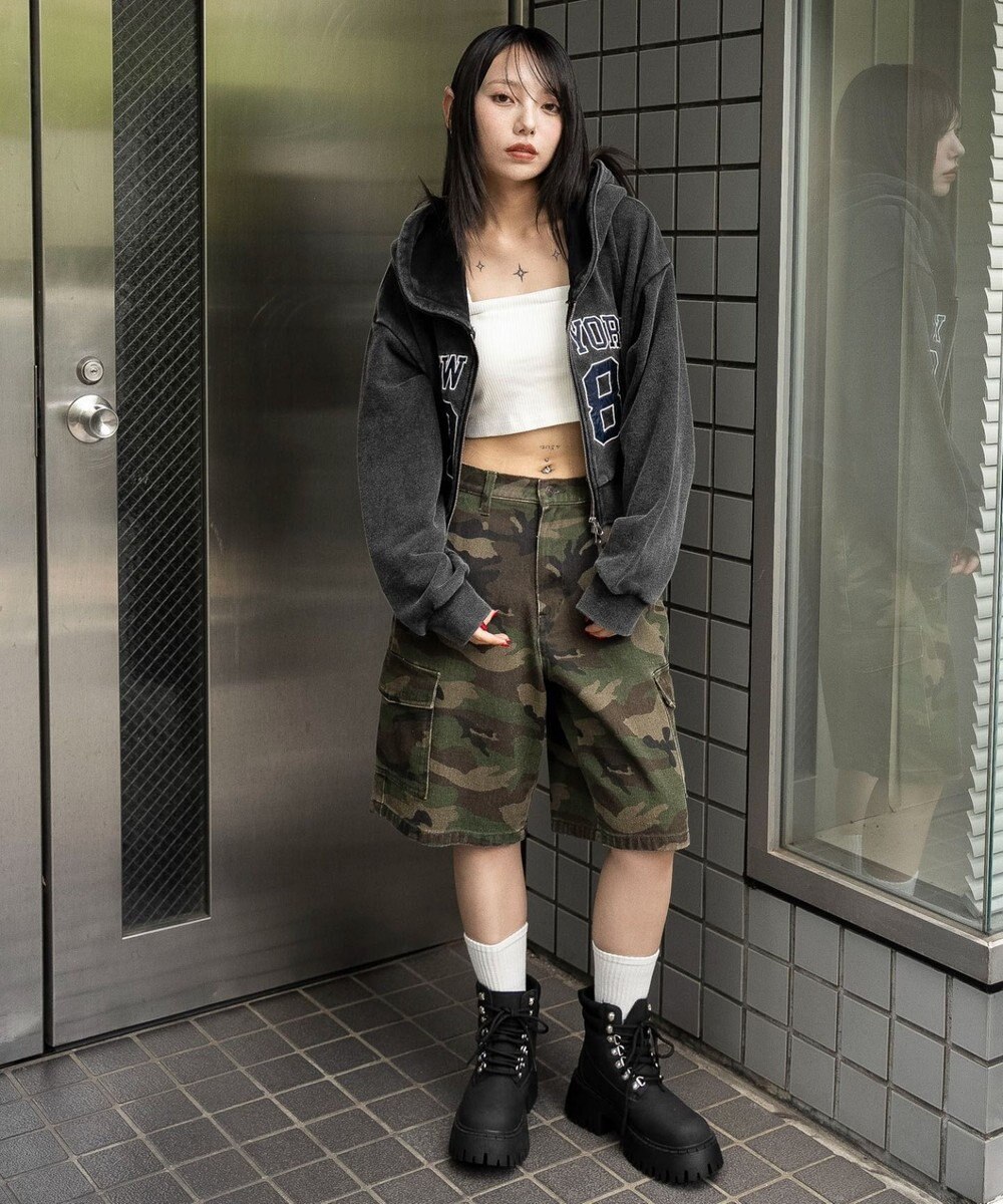 WEGO グラフィックショートZIPパーカー 