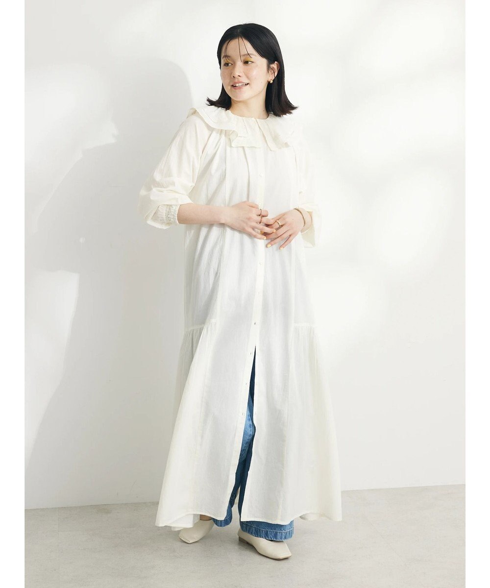 CRAFT STANDARD BOUTIQUE インド綿フリル衿ワンピース 