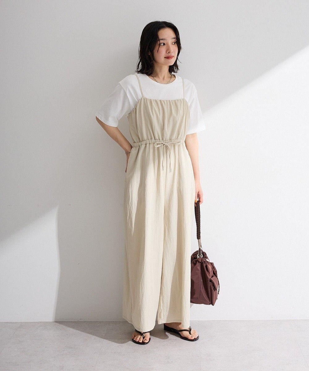 Green Parks 胸元バルーンワイドシルエットサロペット 