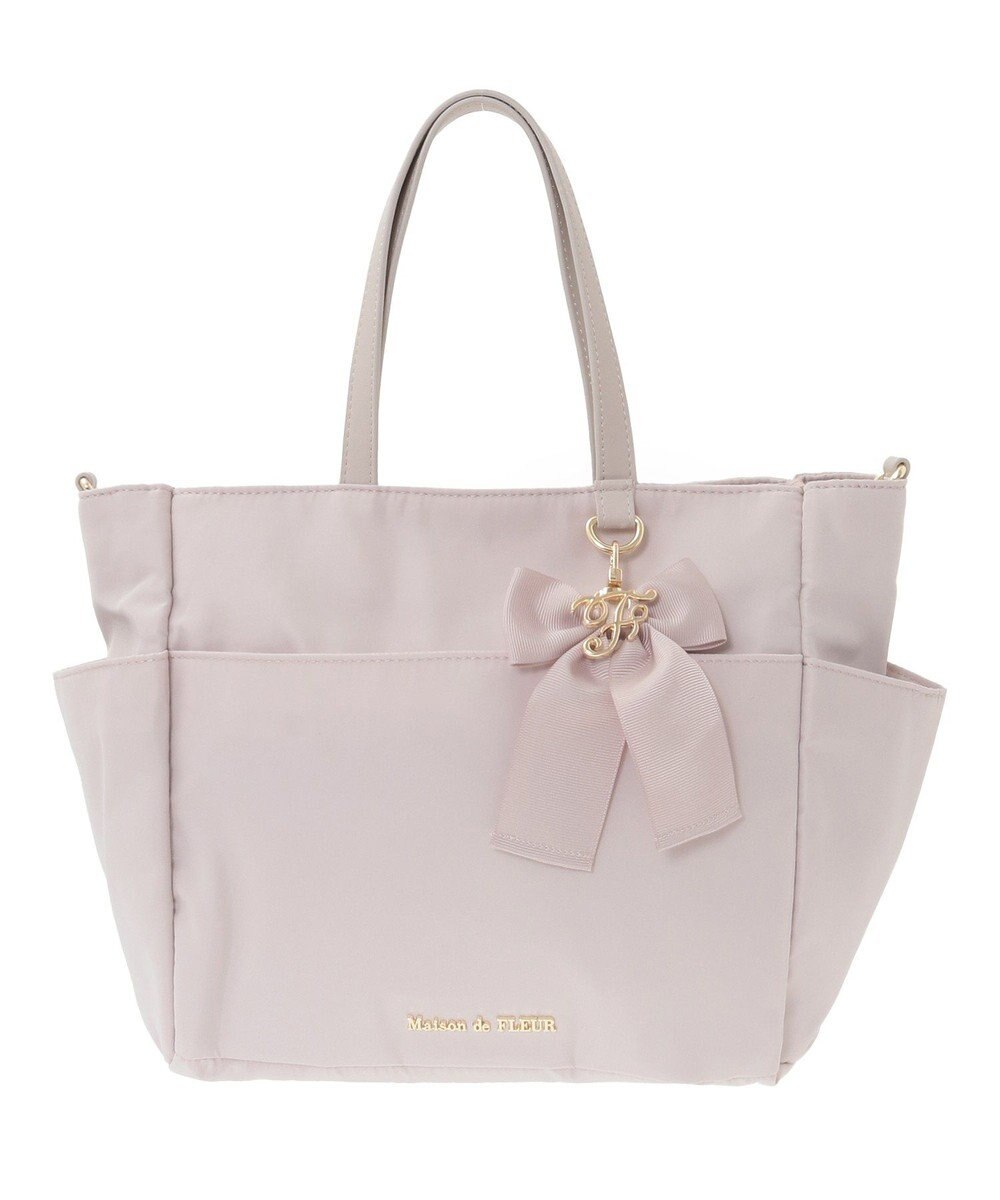 Maison de FLEUR 撥水加工リボンチャームマルチポケットトートS 