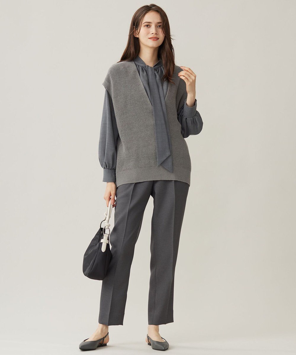 自由区 S 【洗える】コットンウールミドルゲージニット ベスト 