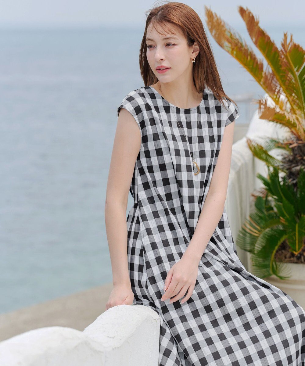 Tiaclasse L 【2WAY・洗える】ウエストリボンフレンチスリーブマキシワンピース 