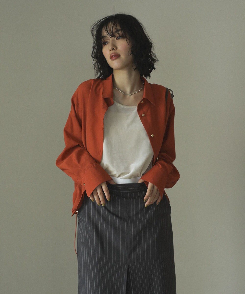 Green Parks 金ボタン裾ドロストシャツ 