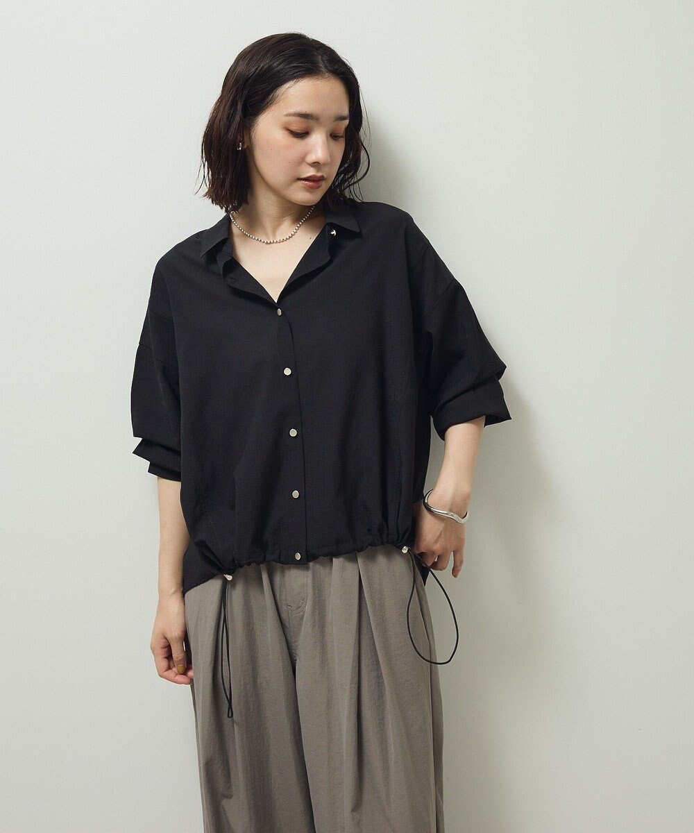 Green Parks 金ボタン裾ドロストシャツ 