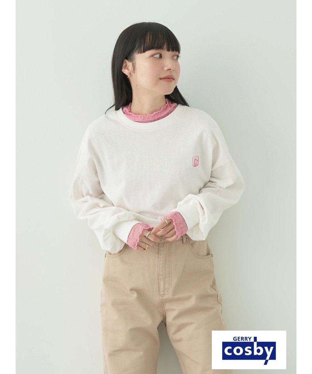 earth music&ecology Ｃｏｓｂｙ×ｅａｒｔｈ　配色ステッチロングＴシャツ 