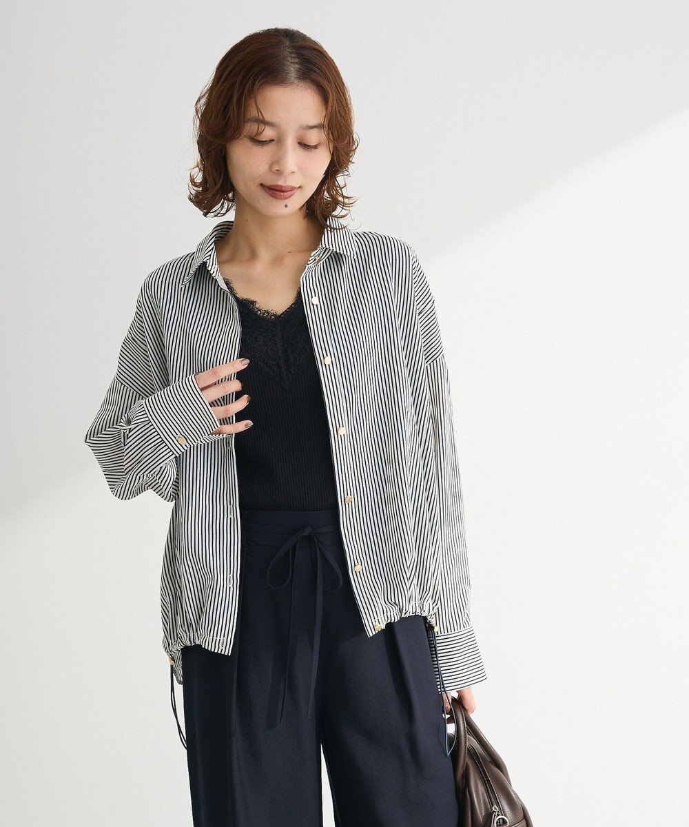 Green Parks 金ボタン裾ドロストシャツ 