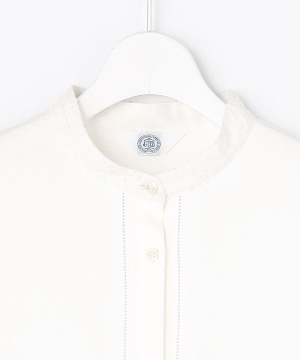 J.PRESS LADIES エンブロコンビ シャツジャージー バンドカラー カットソー 