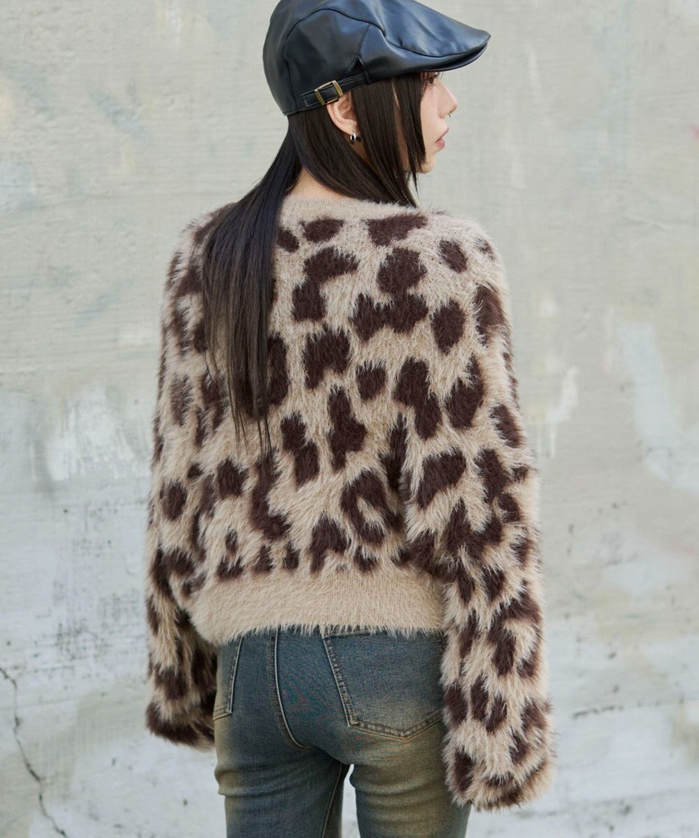 WEGO レオパードシャギーショートニット 