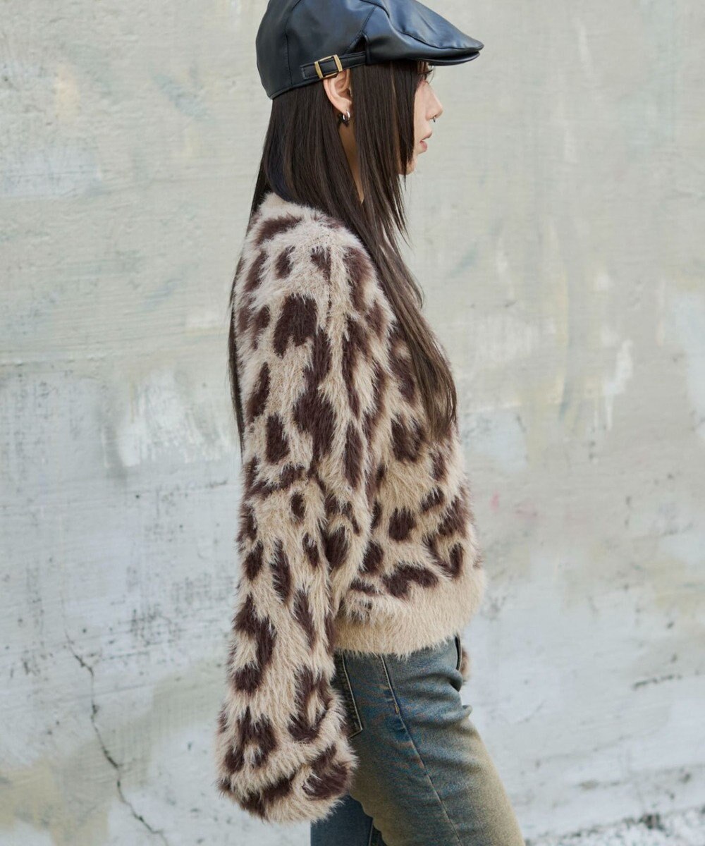 WEGO レオパードシャギーショートニット 