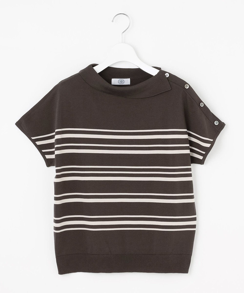 J.PRESS LADIES 【WEB限定カラーあり・洗える・抗菌防臭】COTTON POLYESTER ボーダー 襟付き ニット 