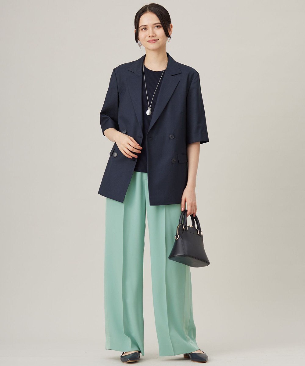 自由区 L 【SHIHOさんコラボ・洗える】バックサテンジョーゼットワイド パンツ 