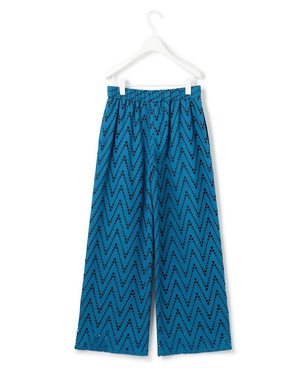 ICB 【洗える】 ヘリンボーンエンブロイダリー ワイドストレートパンツ 