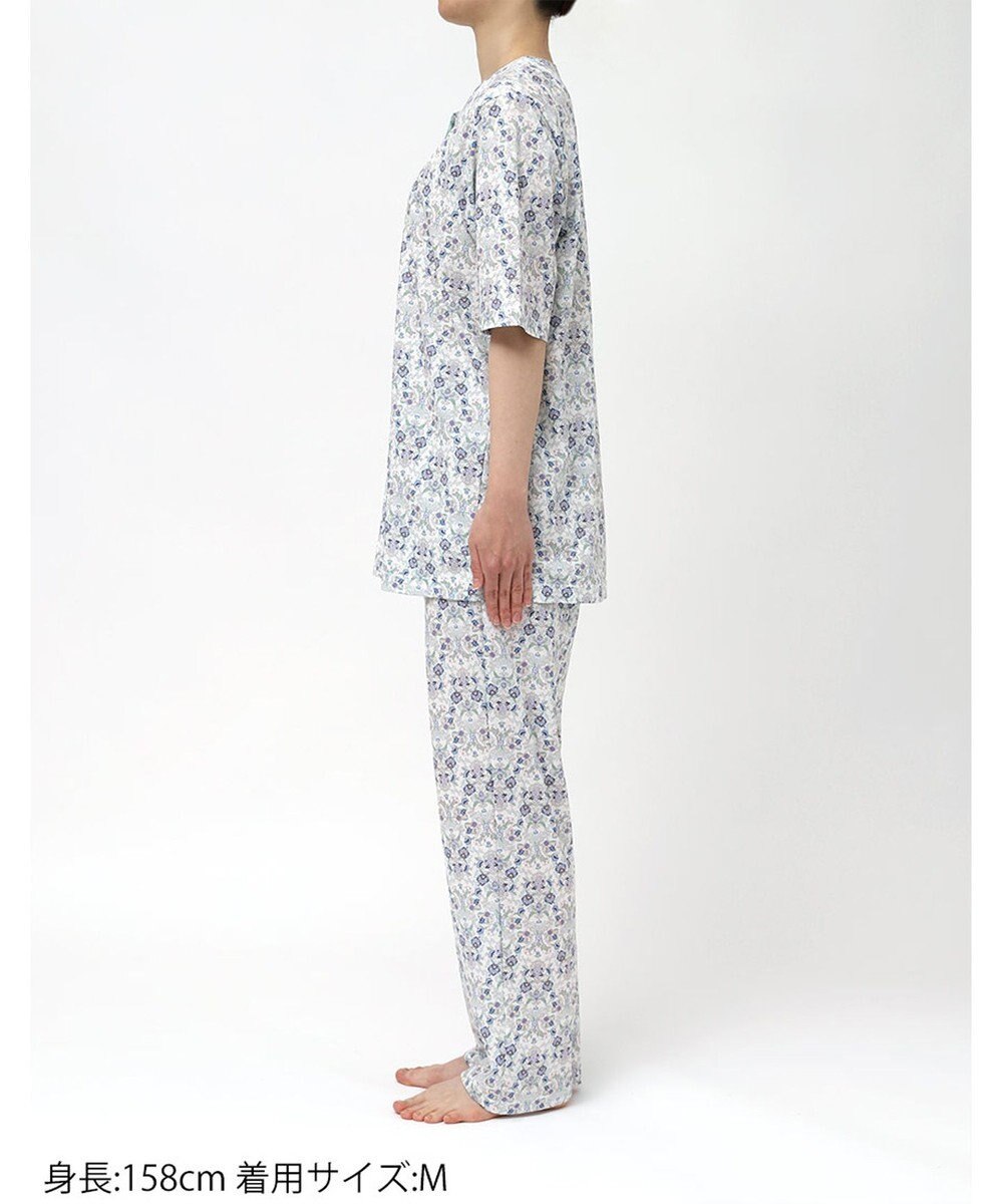 WACOAL パジャマ 綿100%(本体) 天竺素材 ミントン 5分袖 半袖 長ズボン レディース NDT167 /ワコール 