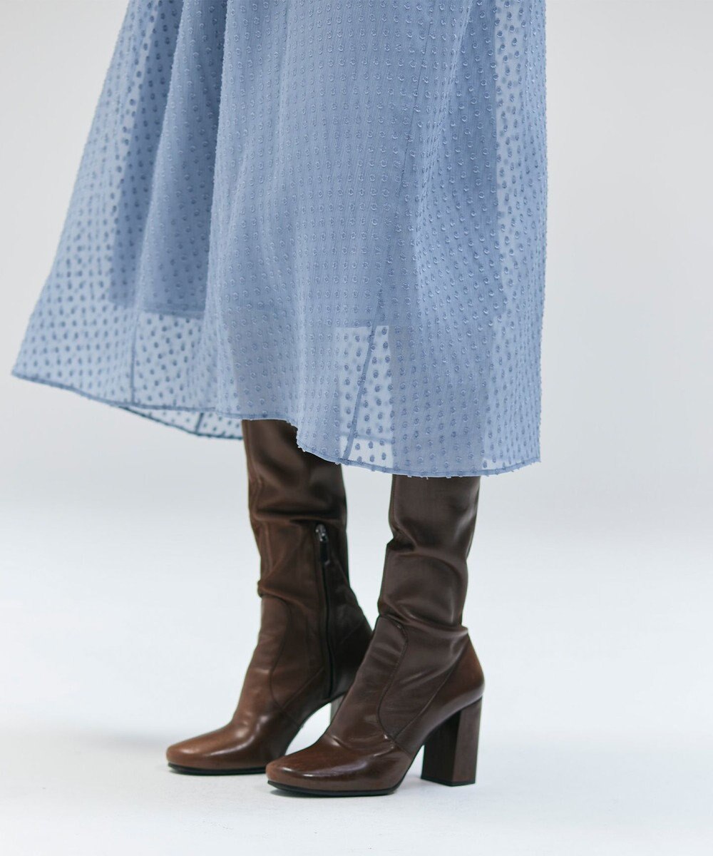 BEIGE， CALLERRY / シルク混ドットギャザーワンピース 