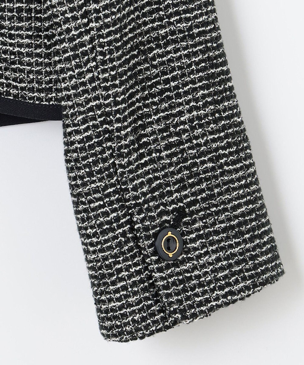 ANY SIS シャイニーストレッチツイード ノーカラージャケット 