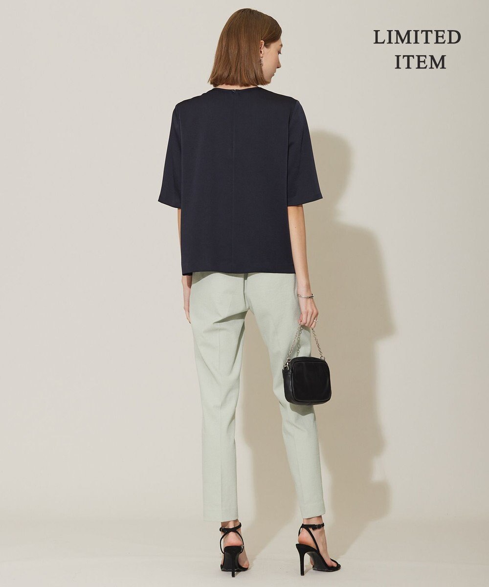 ICB 【WEB限定・洗える】サテンクレープ Tブラウス 