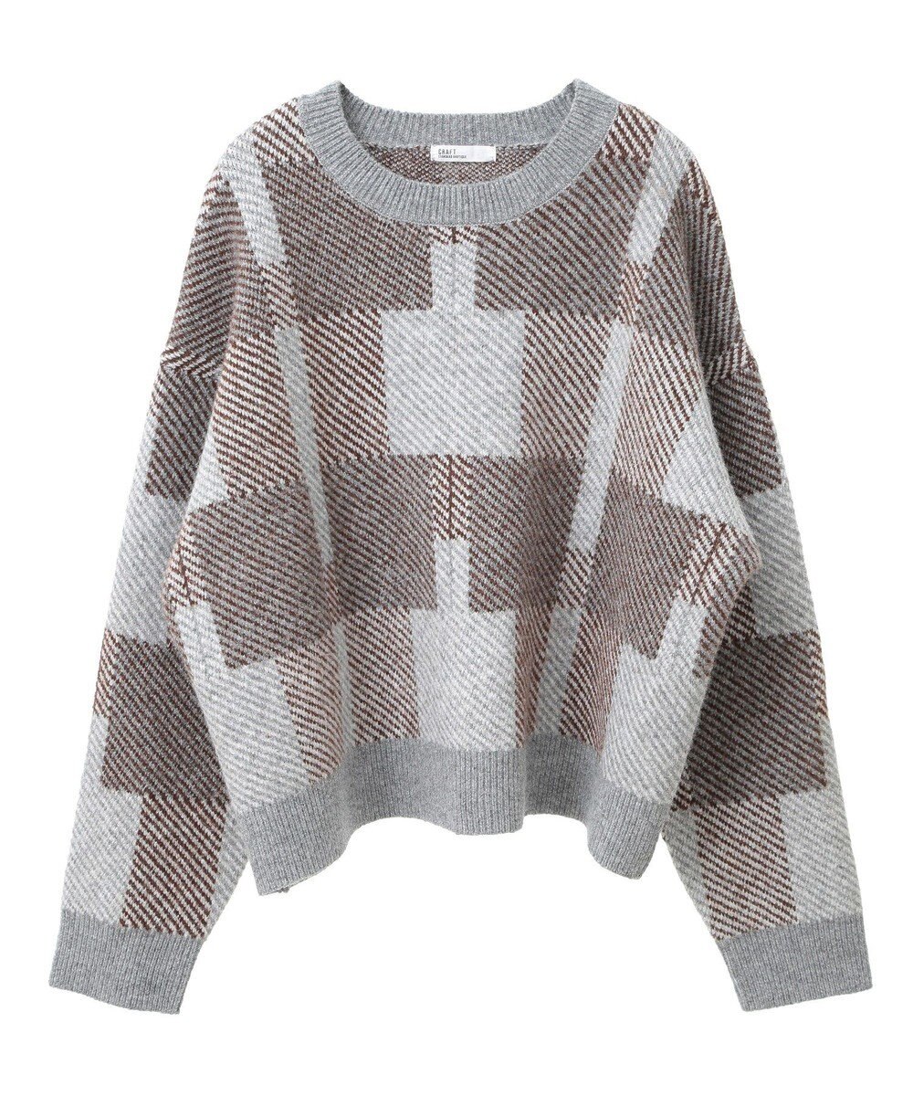 CRAFT STANDARD BOUTIQUE 洗える/チェック柄ニットプルオーバー 