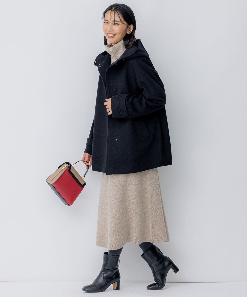 23区 ウールカシミヤビーバー フード付き ショートコート 